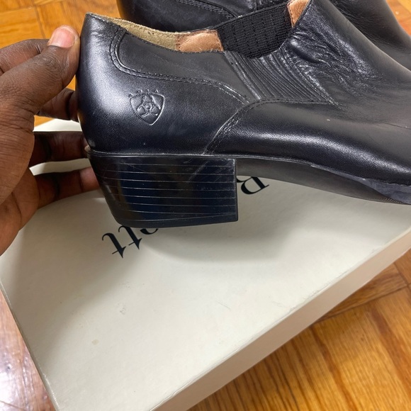 Ariat | Black Western Leather Square Toe Ankle Booties Size 9.5 - Picture 5 of 8